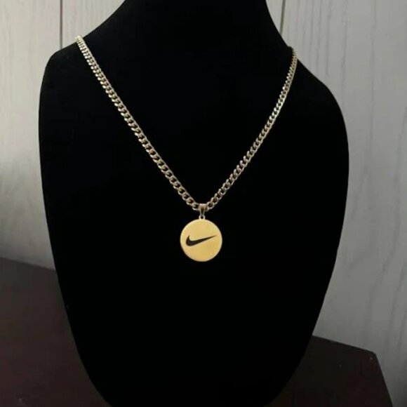 NIKE: Gold Pendant and Chain - Picture 1 of 9